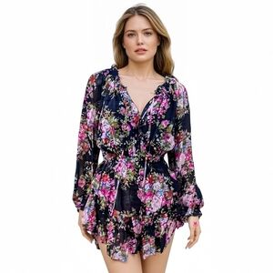 LOVESHACKFANCY Floral Popover Mini Dress - Ruffles Romantic Fairy Feminine - S